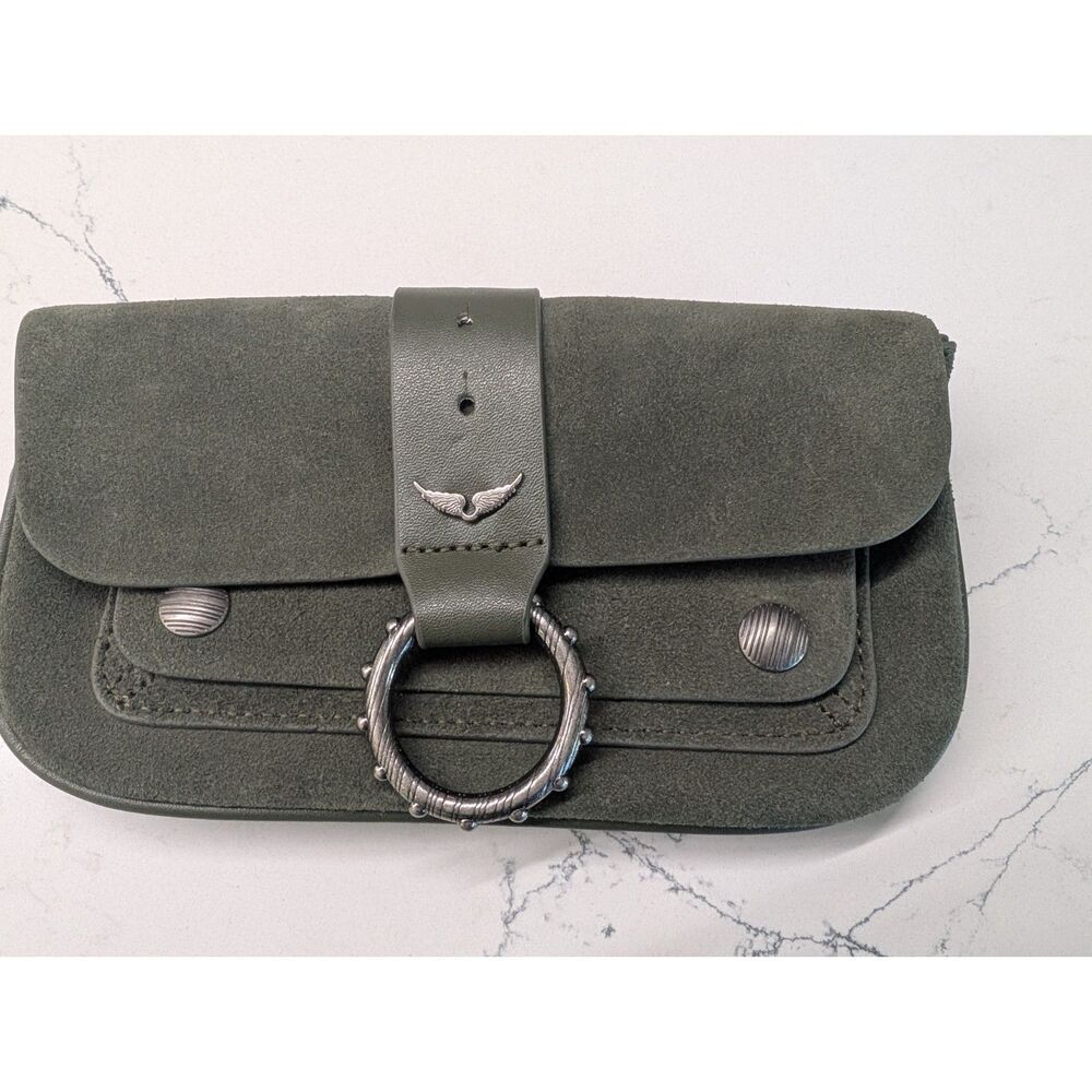 Green Suede Crossbody / clutch Bag